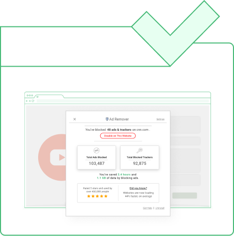 The extension's control panel showing filtering enabled